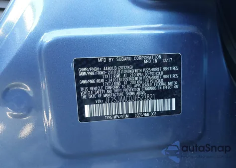 2018 Subaru Forester 2.5I from USA, damaged, VIN JF2SJAAC0JH523821